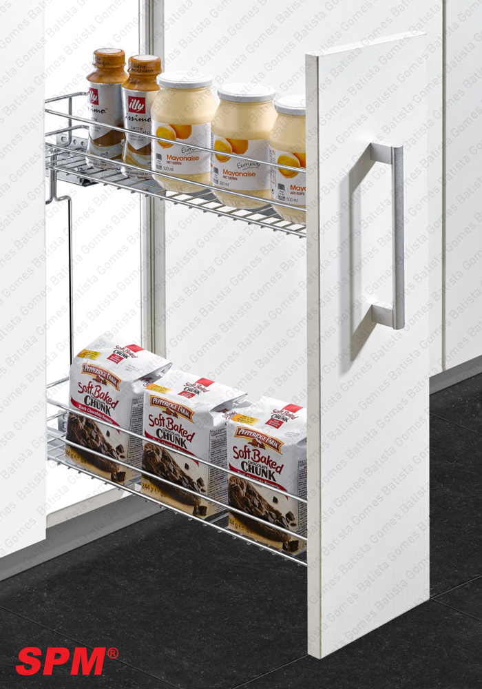 Despenseiro multiusos para aplica��o porta frontal - Extra��o total com soft-close - Mod. 150/200 - Cromado